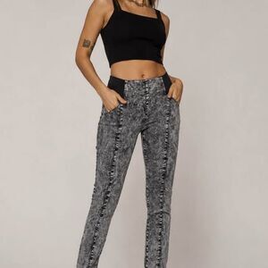 Boom Boom Jeans Women’s XL Gray Acid Wash Skinny Jeggings Stretch Waist